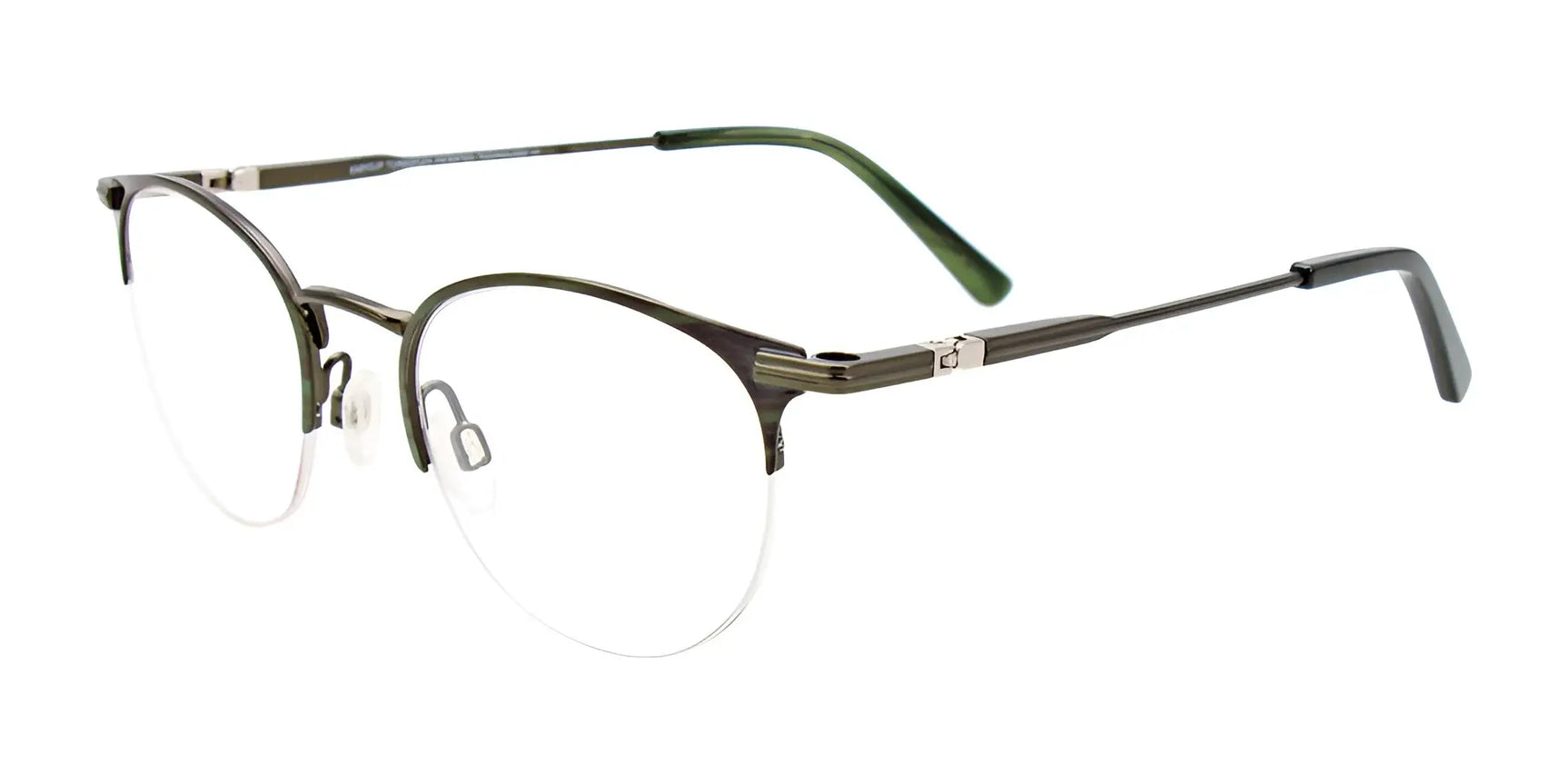 EasyClip EC587 Eyeglasses with Clip-on Sunglasses Forest Green & Brown Stripes / Forest Green EasyClip EC587 Eyeglasses with Clip-on Sunglasses Forest Green & Brown Stripes / Forest Green