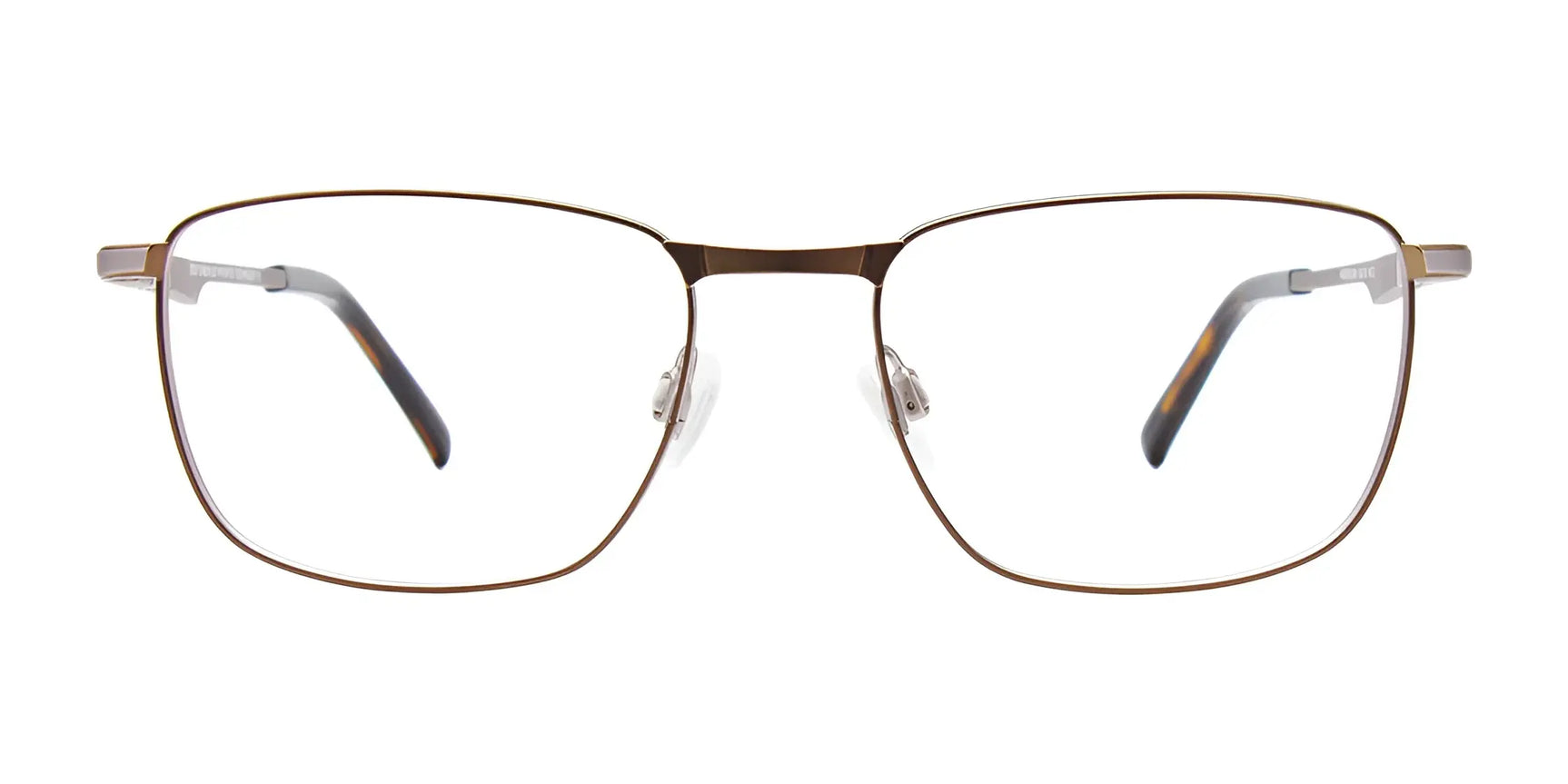 EasyClip EC588 Eyeglasses by EasyClip, size 53, feature a thin rectangular frame, clear lenses, adjustable nose pads, and a convenient clip-on sunglasses design. Shown on a white background. EasyClip EC588 Eyeglasses by EasyClip, size 53, feature a thin rectangular frame, clear lenses, adjustable nose pads, and a convenient clip-on sunglasses design. Shown on a white background.