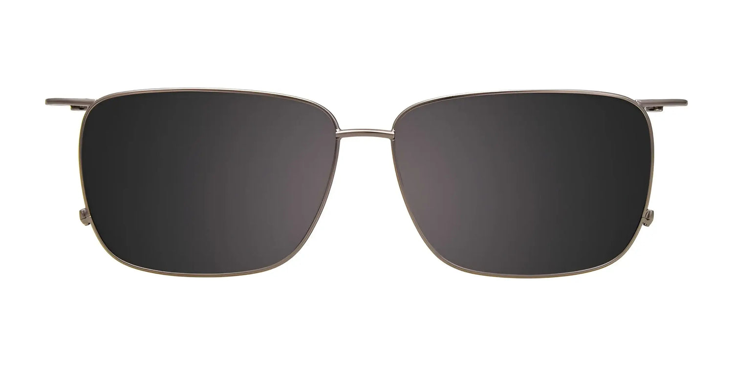 EasyClip EC589 Eyeglasses with Clip-on Sunglasses | Size 55 by EasyClip, shown from the front on a white background; features thin black metal frames and UV-protective clip-on rectangular sunglasses. EasyClip EC589 Eyeglasses with Clip-on Sunglasses | Size 55 by EasyClip, shown from the front on a white background; features thin black metal frames and UV-protective clip-on rectangular sunglasses.