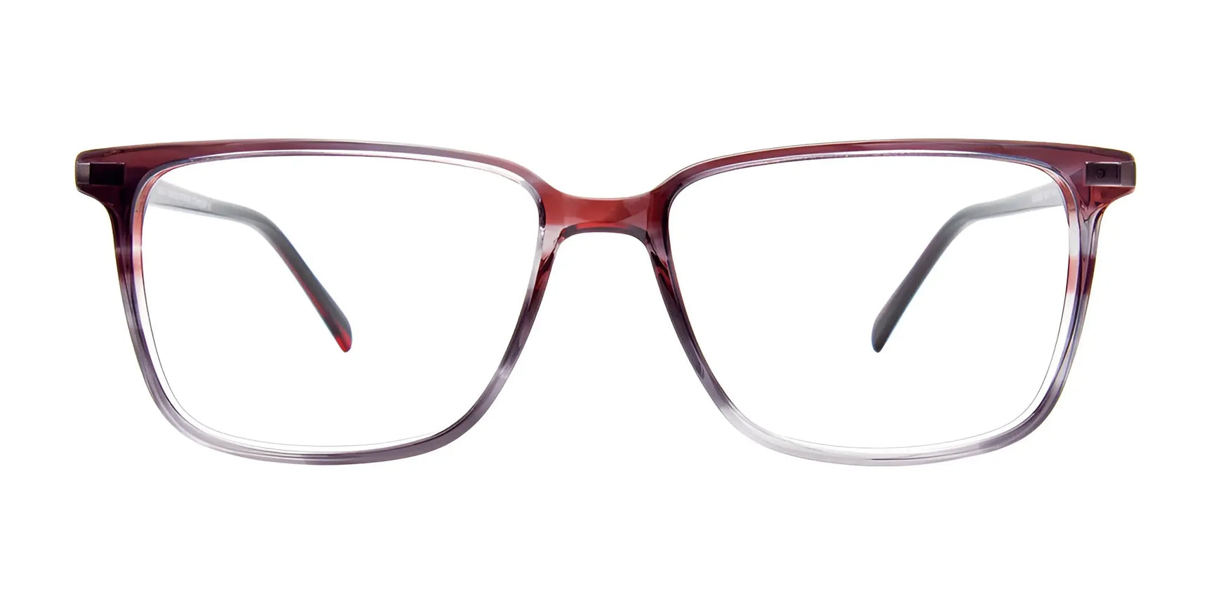 EasyClip EC589 Eyeglasses by EasyClip feature rectangular, transparent light purple frames on a white background and include a polarized clip-on for UV protection. Size 55. EasyClip EC589 Eyeglasses by EasyClip feature rectangular, transparent light purple frames on a white background and include a polarized clip-on for UV protection. Size 55.