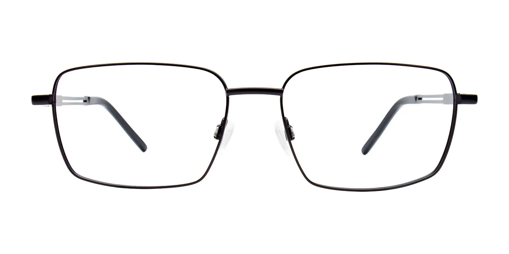 EasyClip EC596 Eyeglasses by EasyClip feature black, rectangular thin frames and come with convenient clip-on sunglasses, offering versatility and style in one package. Shown front-facing on a white background. EasyClip EC596 Eyeglasses by EasyClip feature black, rectangular thin frames and come with convenient clip-on sunglasses, offering versatility and style in one package. Shown front-facing on a white background.