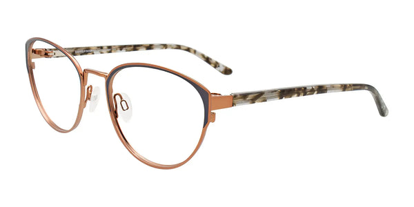 EasyClip EC603 Eyeglasses with Clip-on Sunglasses | Size 55 / Sat Blk & Cop/Brown Tort