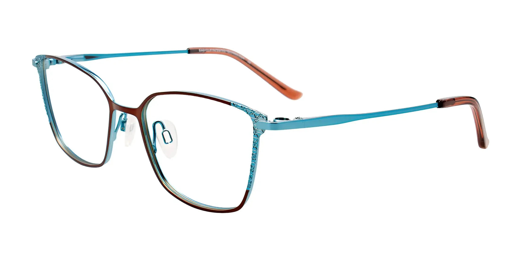 EasyClip EC604 Eyeglasses with Clip-on Sunglasses Light Brown & Light Teal EasyClip EC604 Eyeglasses with Clip-on Sunglasses Light Brown & Light Teal
