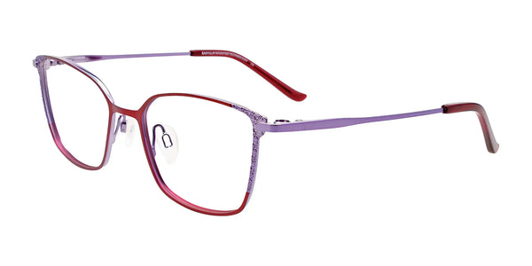 EasyClip EC604 Eyeglasses with Clip-on Sunglasses | Size 50 / Red & Light Lilac