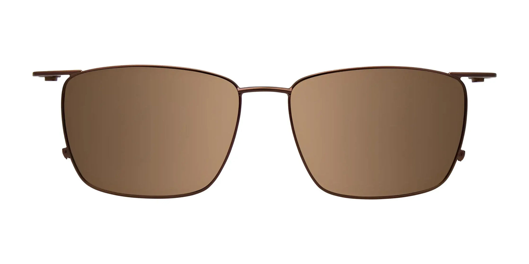 EasyClip EC613 Eyeglasses with Clip-on Sunglasses (Size 54), brown rectangular frames viewed from the front on a white background—compatible with the included polarized clip for added versatility. EasyClip EC613 Eyeglasses with Clip-on Sunglasses (Size 54), brown rectangular frames viewed from the front on a white background—compatible with the included polarized clip for added versatility.