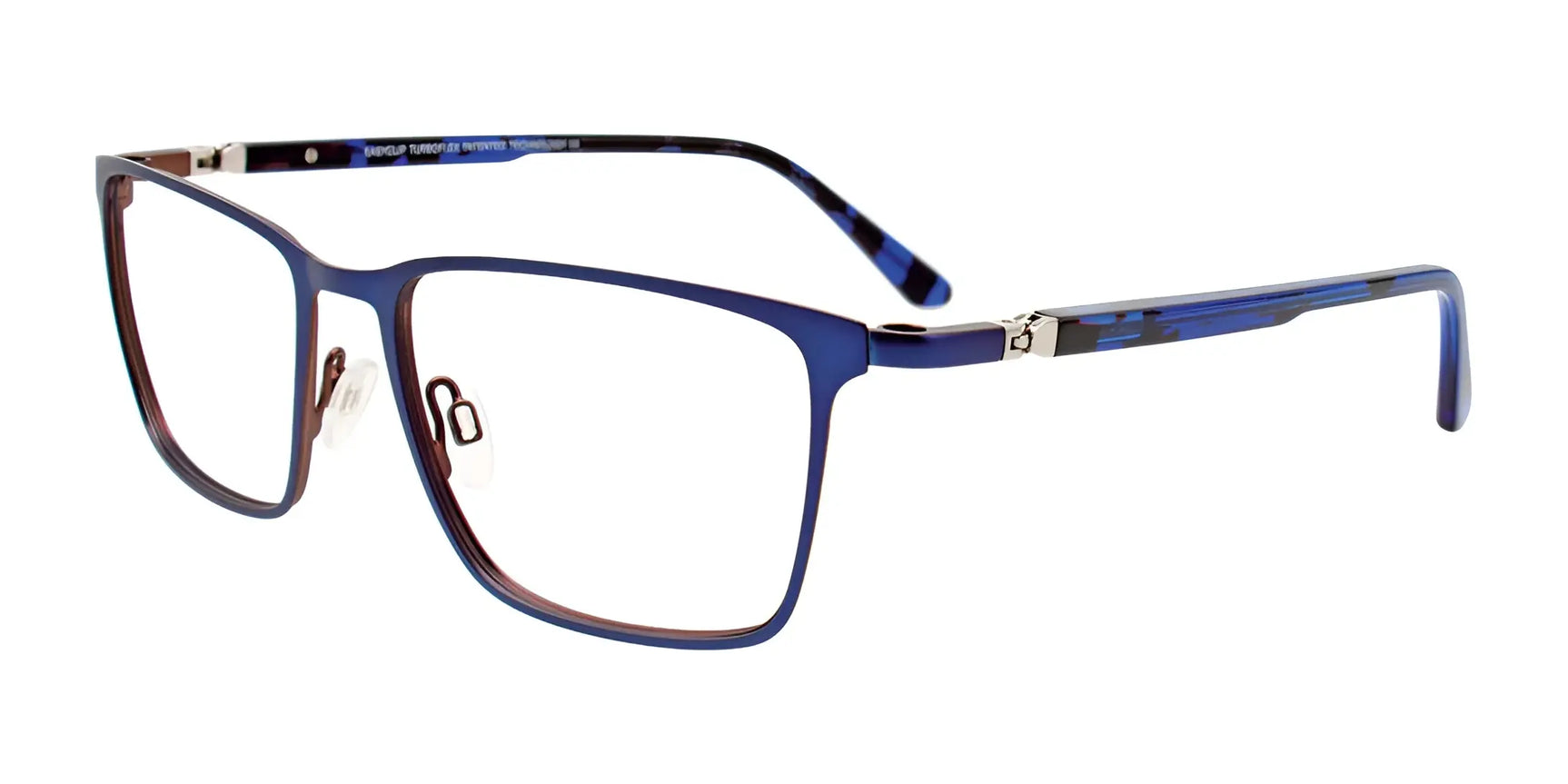 EasyClip EC613 Eyeglasses with Clip-on Sunglasses Blue & Brown / Tortoise Blue EasyClip EC613 Eyeglasses with Clip-on Sunglasses Blue & Brown / Tortoise Blue