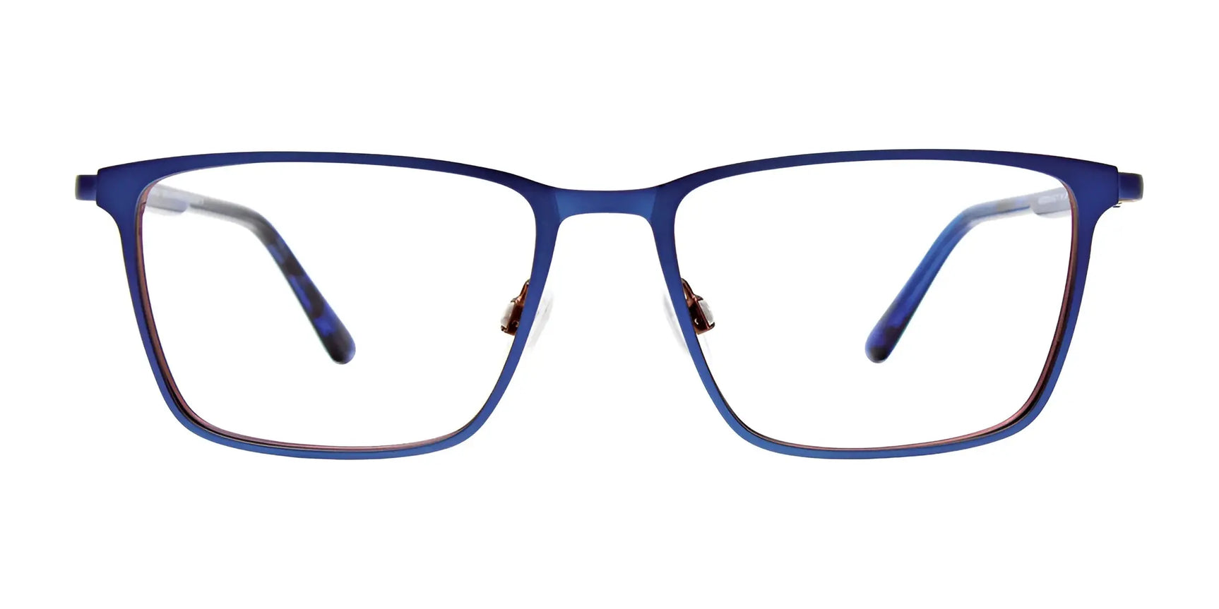 EasyClip EC613 Eyeglasses with Clip-on Sunglasses, size 54, by EasyClip. Blue rectangular frames with thin rims and clear lenses, shown on a white background. Includes compatible polarized sunglasses clip for extra versatility. EasyClip EC613 Eyeglasses with Clip-on Sunglasses, size 54, by EasyClip. Blue rectangular frames with thin rims and clear lenses, shown on a white background. Includes compatible polarized sunglasses clip for extra versatility.