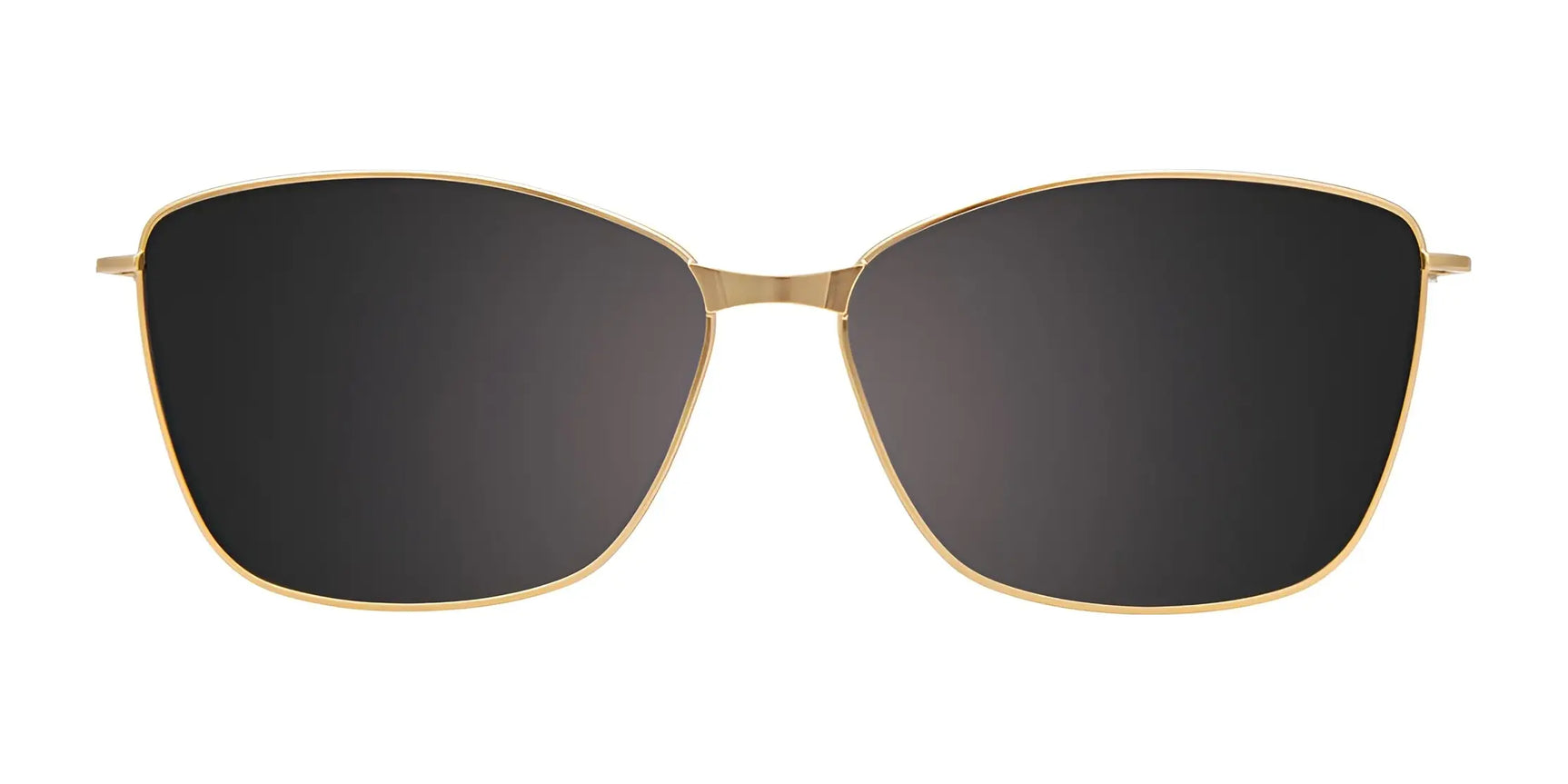 EasyClip EC615 Eyeglasses by EasyClip feature gold frames and large square black lenses, including a convenient polarized clip-on for easy transition to sunglasses. EasyClip EC615 Eyeglasses by EasyClip feature gold frames and large square black lenses, including a convenient polarized clip-on for easy transition to sunglasses.