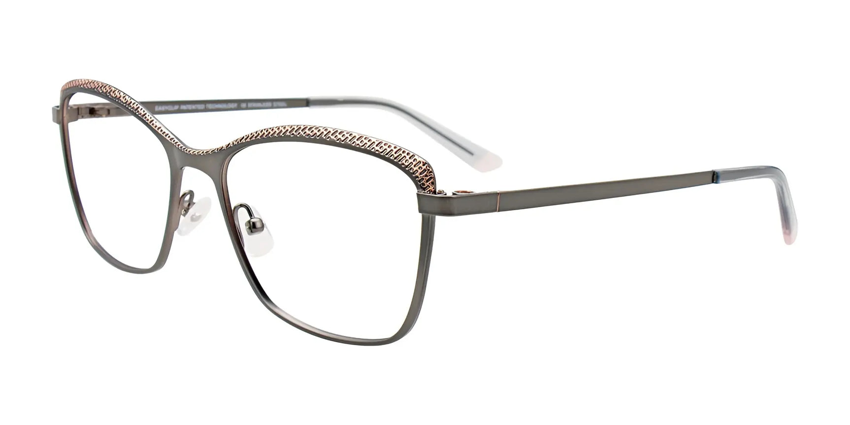 EasyClip EC615 Eyeglasses with Clip-on Sunglasses Steel & Lt Pink EasyClip EC615 Eyeglasses with Clip-on Sunglasses Steel & Lt Pink