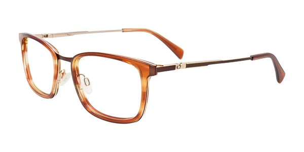 EasyClip EC617 Eyeglasses with Clip-on Sunglasses | Size 52 / Brown Havana