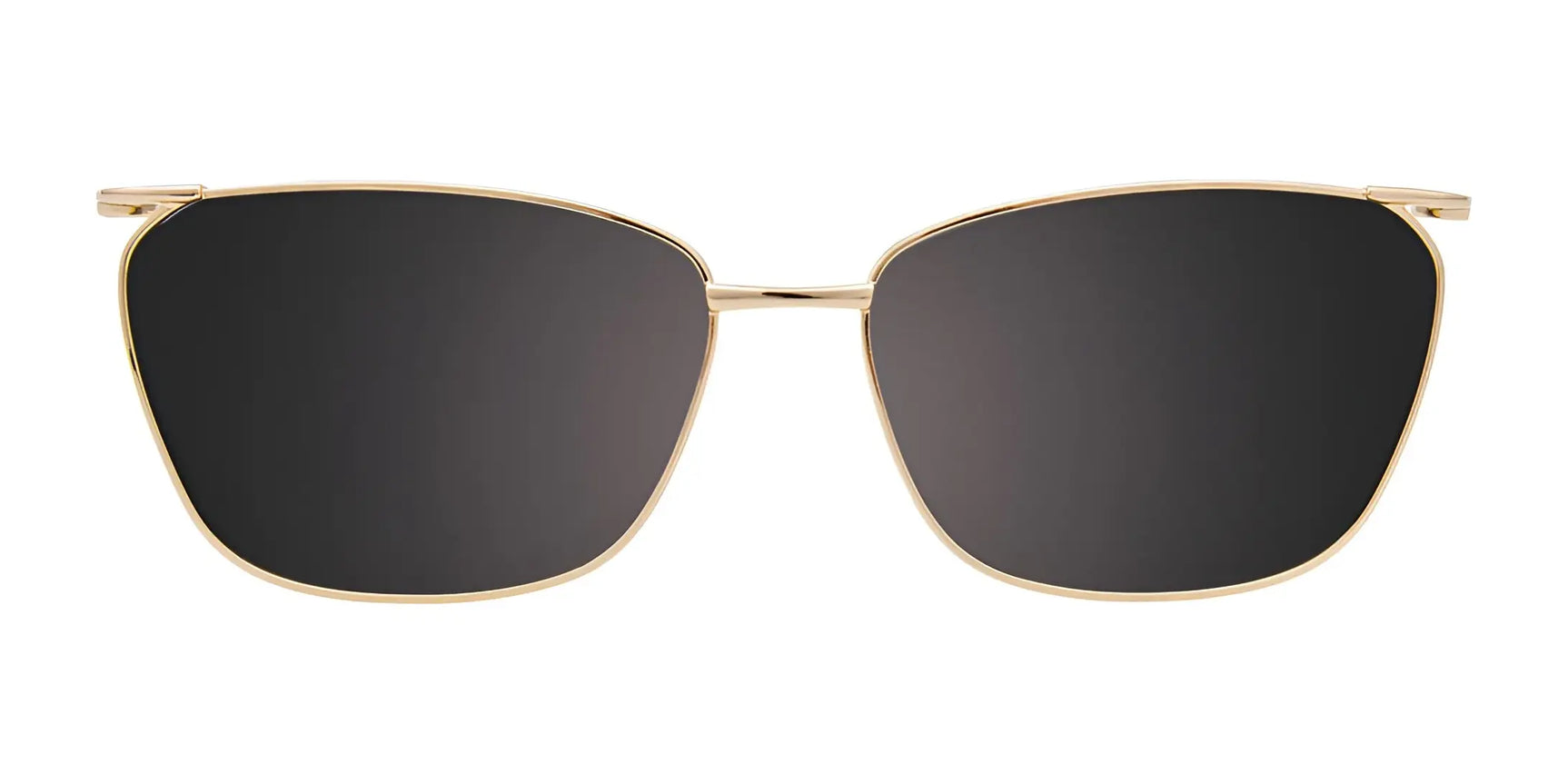 EasyClip EC618 Eyeglasses with gold frames and black rectangular clip-on sunglasses combine style and convenience. EasyClip EC618 Eyeglasses with gold frames and black rectangular clip-on sunglasses combine style and convenience.