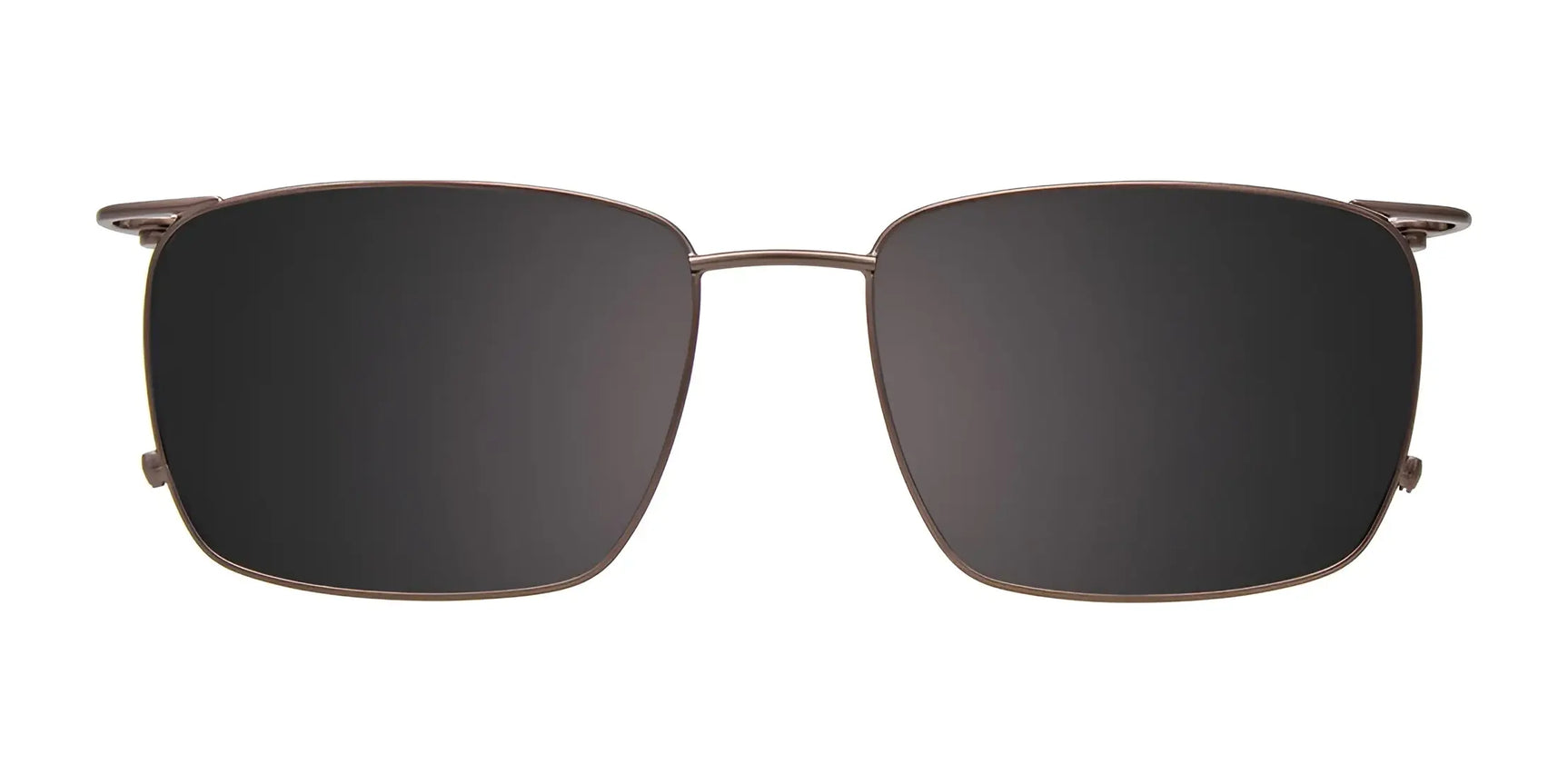 EasyClip EC621 Eyeglasses with Clip-on Sunglasses, size 55, by EasyClip, feature thin metal frames and rectangular polarized dark lenses, displayed against a white background. EasyClip EC621 Eyeglasses with Clip-on Sunglasses, size 55, by EasyClip, feature thin metal frames and rectangular polarized dark lenses, displayed against a white background.