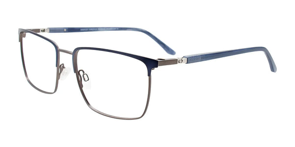 EasyClip EC621 Eyeglasses with Clip-on Sunglasses | Size 55 / Blue & Steel