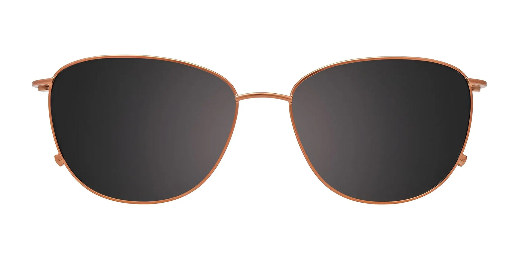 EasyClip EC624 Eyeglasses with gold-rimmed clip-on dark sunglasses (Size 53) by EasyClip are shown against a white background. EasyClip EC624 Eyeglasses with gold-rimmed clip-on dark sunglasses (Size 53) by EasyClip are shown against a white background.