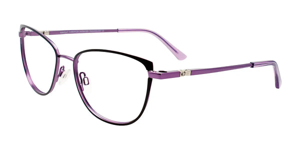 EasyClip EC624 Eyeglasses with Clip-on Sunglasses | Size 53 / Black & Light Purple