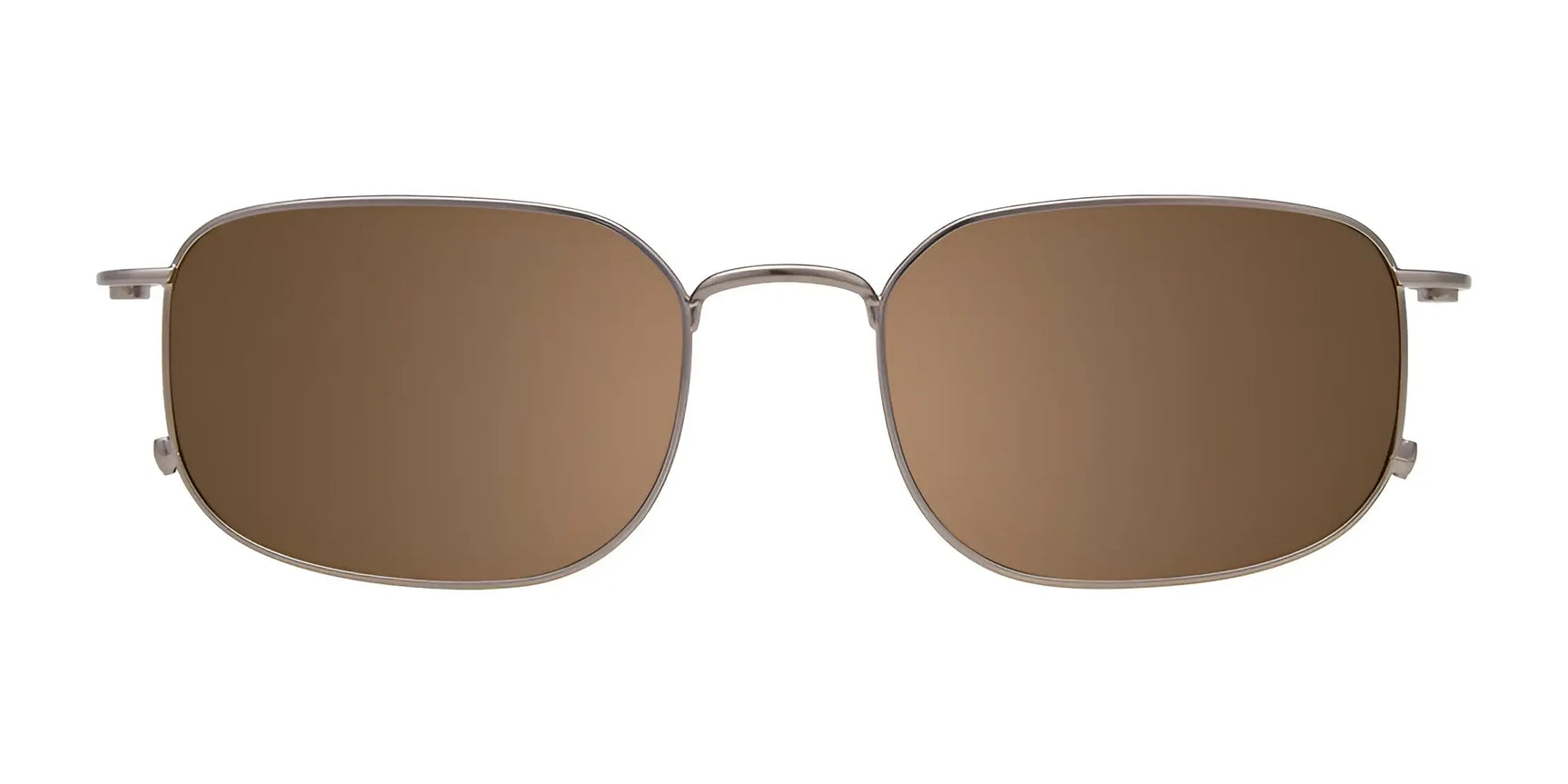The EasyClip EC629 Eyeglasses with Clip-on Sunglasses by EasyClip feature rectangular brown lenses and thin metal frames, shown front view on white. These prescription-ready clip-ons combine style and convenience for daily use. Size 51. The EasyClip EC629 Eyeglasses with Clip-on Sunglasses by EasyClip feature rectangular brown lenses and thin metal frames, shown front view on white. These prescription-ready clip-ons combine style and convenience for daily use. Size 51.