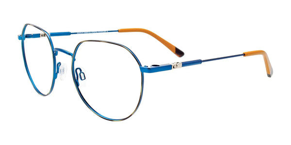 EasyClip EC633 Eyeglasses with Clip-on Sunglasses | Size 51 / Satin Blue & Tortoise