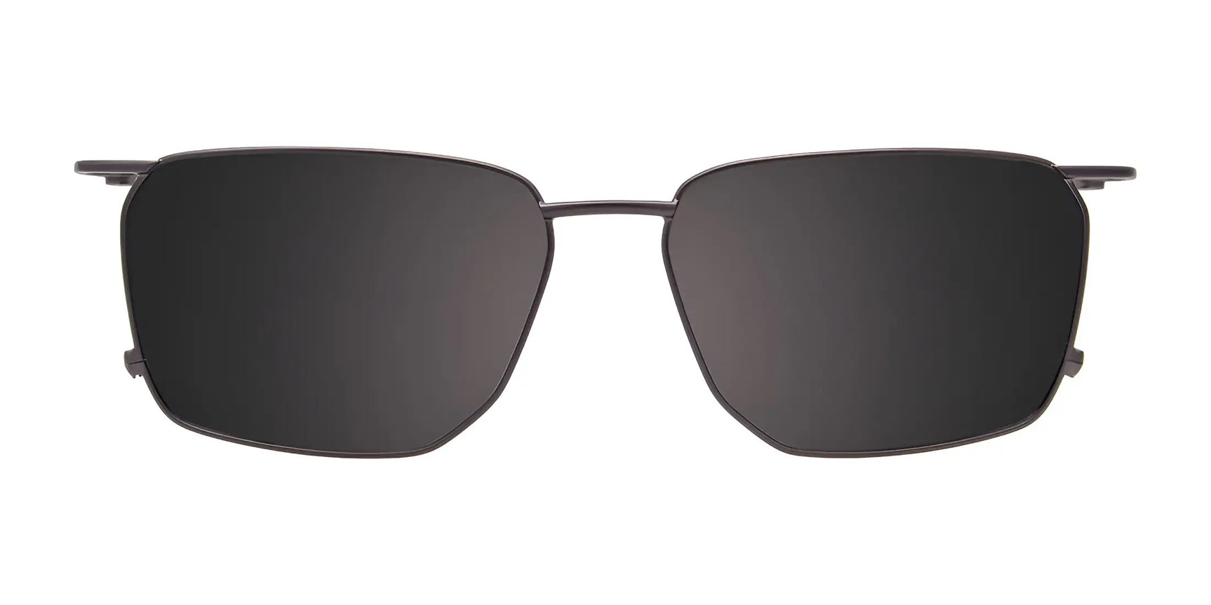 EasyClip EC634 Eyeglasses with Clip-on Sunglasses in size 50 by EasyClip, shown front-facing on a white background. Features black rectangular polarized lenses and thin metal frames with convenient clip-on design. EasyClip EC634 Eyeglasses with Clip-on Sunglasses in size 50 by EasyClip, shown front-facing on a white background. Features black rectangular polarized lenses and thin metal frames with convenient clip-on design.