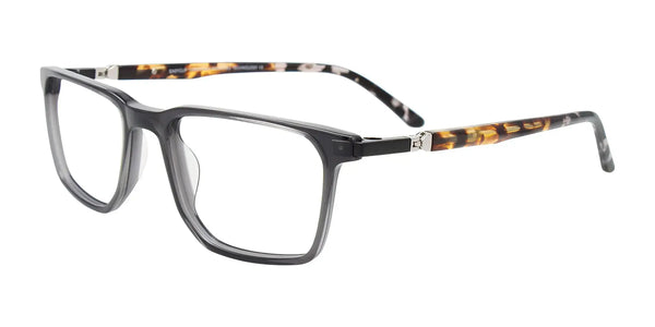 EasyClip EC634 Eyeglasses with Clip-on Sunglasses | Size 50 / Black Transparent