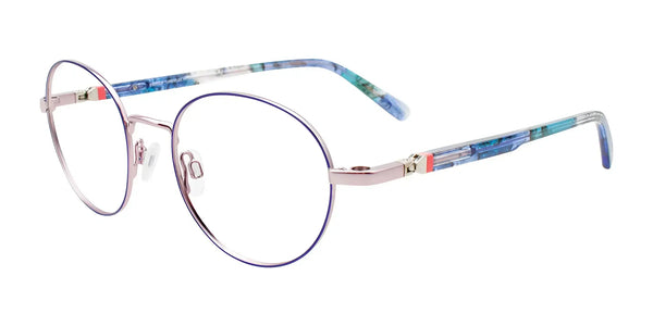 EasyClip EC642 Eyeglasses with Clip-on Sunglasses | Size 50 / Blue & Lavender
