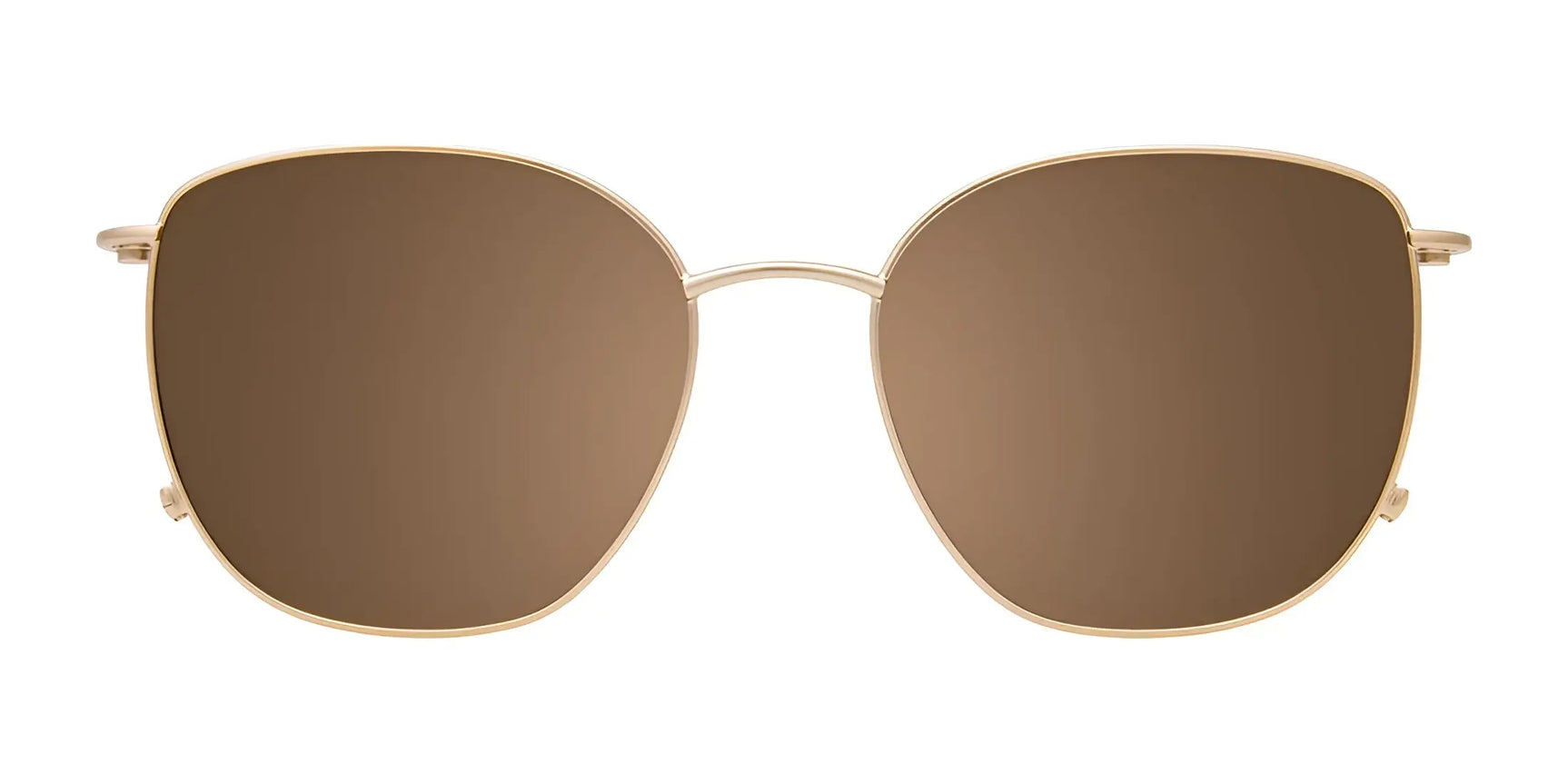 EasyClip EC643 Eyeglasses with Clip-on Sunglasses | Size 54 by EasyClip offer gold frames and oversized square, polarized brown clip-on lenses for enhanced clarity and style, shown on a white background. EasyClip EC643 Eyeglasses with Clip-on Sunglasses | Size 54 by EasyClip offer gold frames and oversized square, polarized brown clip-on lenses for enhanced clarity and style, shown on a white background.