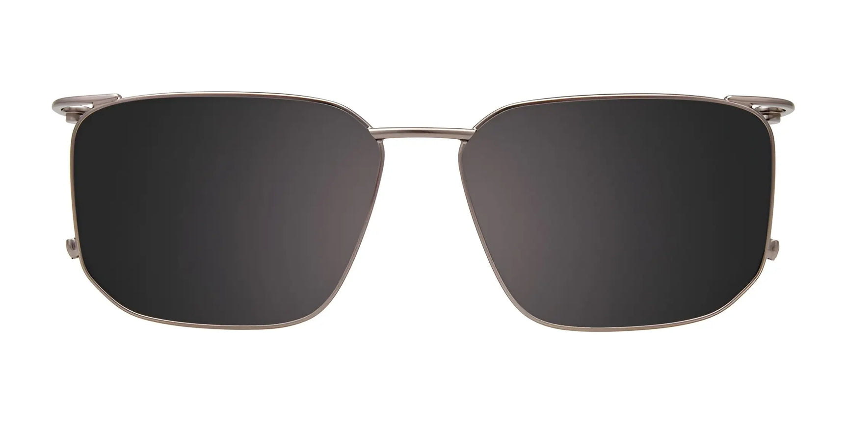 EasyClip EC644 Eyeglasses with Clip-on Sunglasses (Size 54) by EasyClip feature square frames and thin metal design, with black lenses offering reliable UV protection, shown against a white background. EasyClip EC644 Eyeglasses with Clip-on Sunglasses (Size 54) by EasyClip feature square frames and thin metal design, with black lenses offering reliable UV protection, shown against a white background.