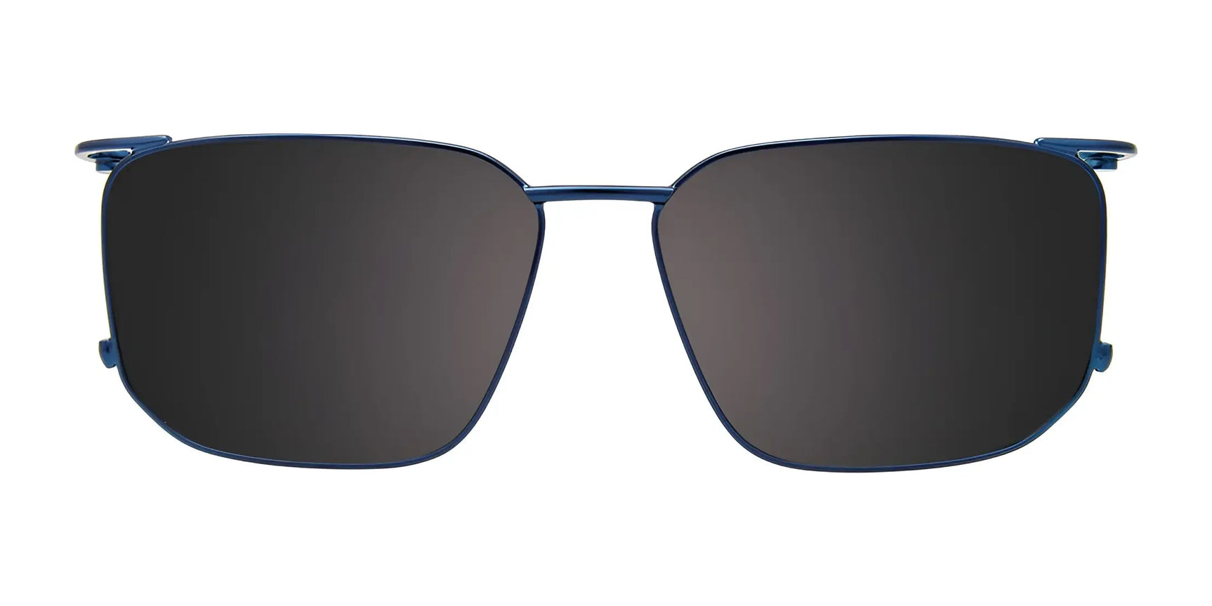 Front view of EasyClip EC644 Eyeglasses with Clip-on Sunglasses | Size 54 by EasyClip, featuring rectangular dark-lensed clip-ons and slim dark blue metal frames for stylish UV protection, displayed on a white background. Front view of EasyClip EC644 Eyeglasses with Clip-on Sunglasses | Size 54 by EasyClip, featuring rectangular dark-lensed clip-ons and slim dark blue metal frames for stylish UV protection, displayed on a white background.