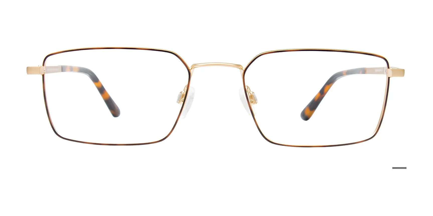 EasyClip EC645 eyeglasses by EasyClip feature gold square frames, thin lines, tortoiseshell temple tips, and EasyClip tech for quick magnetic clip-on sunglasses. Shown in front view. Size 53. EasyClip EC645 eyeglasses by EasyClip feature gold square frames, thin lines, tortoiseshell temple tips, and EasyClip tech for quick magnetic clip-on sunglasses. Shown in front view. Size 53.