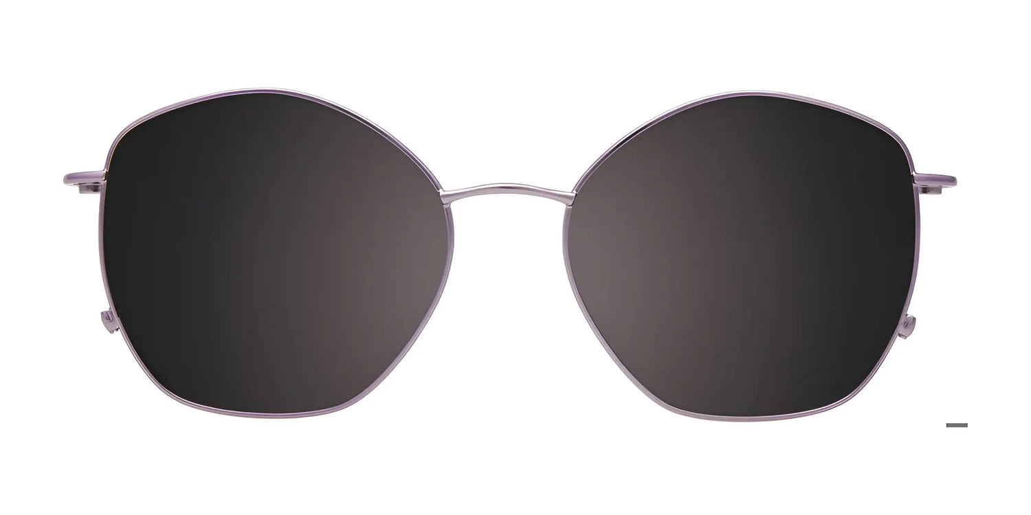 The EasyClip EC650 Eyeglasses with Clip-on Sunglasses (Size 53) by EasyClip feature large, round black-lens clip-ons and thin metallic frames, displayed against a white background—ideal for wearing over prescription glasses. The EasyClip EC650 Eyeglasses with Clip-on Sunglasses (Size 53) by EasyClip feature large, round black-lens clip-ons and thin metallic frames, displayed against a white background—ideal for wearing over prescription glasses.