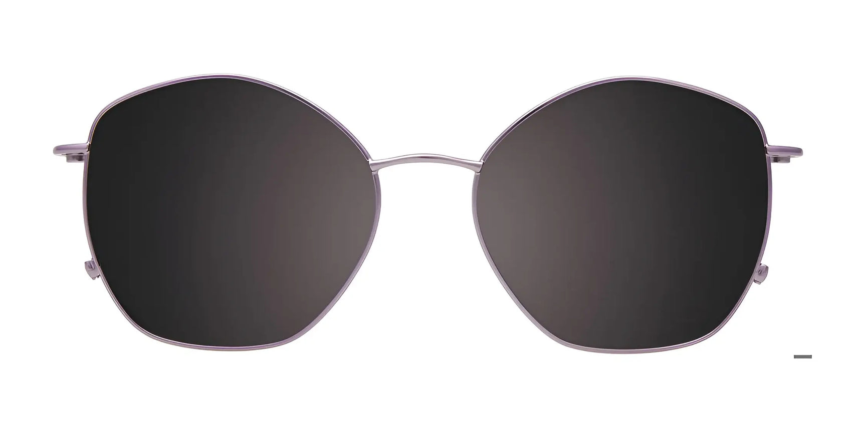 The EasyClip EC650 Eyeglasses with Clip-on Sunglasses (Size 53) by EasyClip feature large, round black-lens clip-ons and thin metallic frames, displayed against a white background—ideal for wearing over prescription glasses. The EasyClip EC650 Eyeglasses with Clip-on Sunglasses (Size 53) by EasyClip feature large, round black-lens clip-ons and thin metallic frames, displayed against a white background—ideal for wearing over prescription glasses.