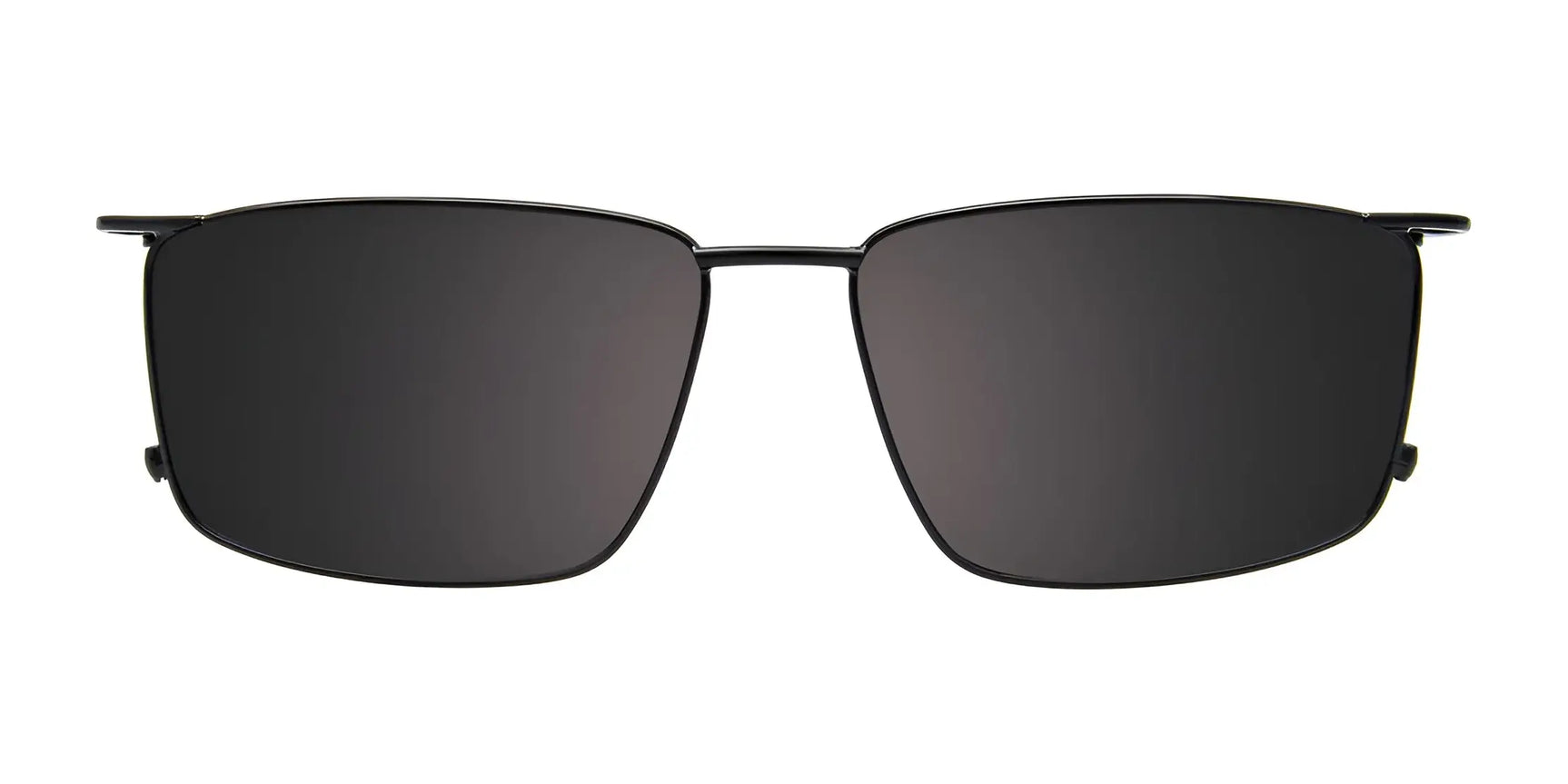 EasyClip EC651 Eyeglasses with Clip-on Sunglasses by EasyClip, size 55, feature a black rectangular design with thin metal frames and dark polarized lenses, combining everyday style and protection. Shown against a white background. EasyClip EC651 Eyeglasses with Clip-on Sunglasses by EasyClip, size 55, feature a black rectangular design with thin metal frames and dark polarized lenses, combining everyday style and protection. Shown against a white background.
