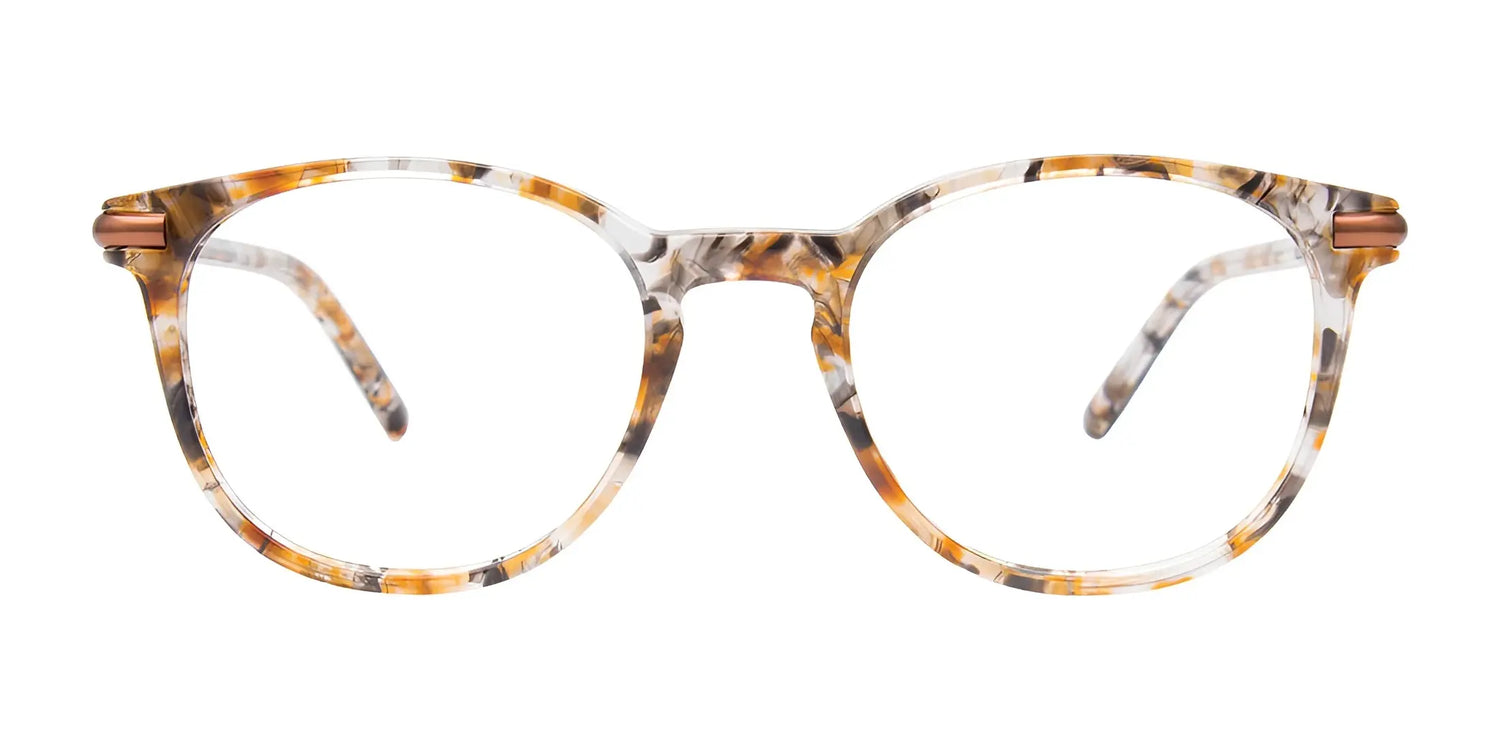 The EasyClip EC658 Eyeglasses by EasyClip, size 47, feature a round tortoiseshell frame with clear, brown, and amber tones; include a convenient clip-on design and are prescription-ready. The EasyClip EC658 Eyeglasses by EasyClip, size 47, feature a round tortoiseshell frame with clear, brown, and amber tones; include a convenient clip-on design and are prescription-ready.