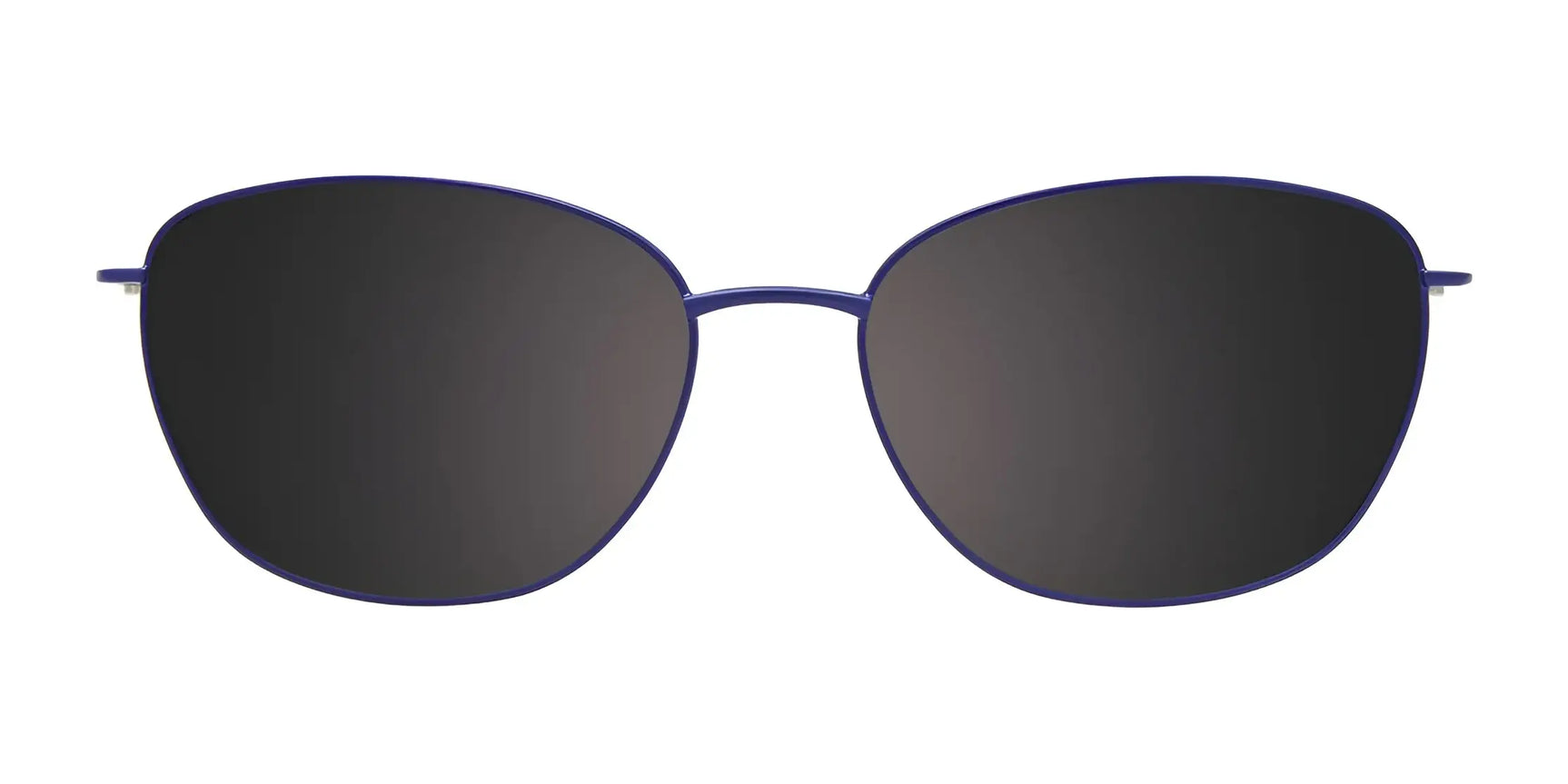 EasyClip EC661 Eyeglasses with Clip-on Sunglasses, size 54, by EasyClip—black aviator-style polarized lenses and thin dark blue metal frames, shown on a white background. EasyClip EC661 Eyeglasses with Clip-on Sunglasses, size 54, by EasyClip—black aviator-style polarized lenses and thin dark blue metal frames, shown on a white background.