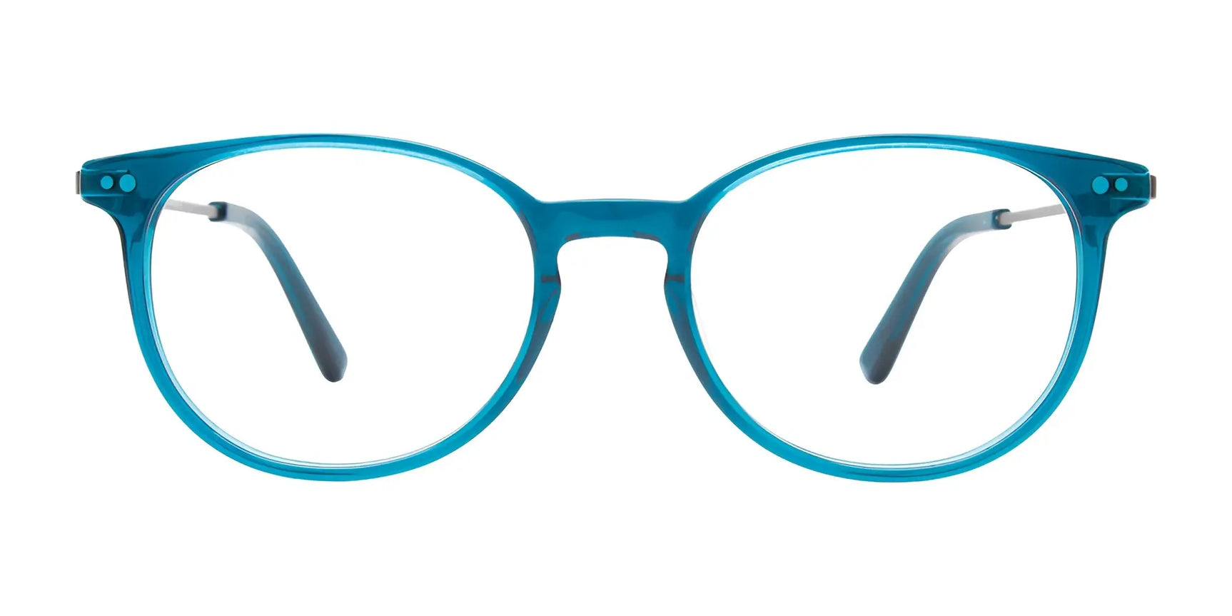 EasyClip EC667 Eyeglasses | Size 48 by EasyClip feature blue round frames, clear lenses, and a thin design, shown on a white background. Prescription ready. EasyClip EC667 Eyeglasses | Size 48 by EasyClip feature blue round frames, clear lenses, and a thin design, shown on a white background. Prescription ready.