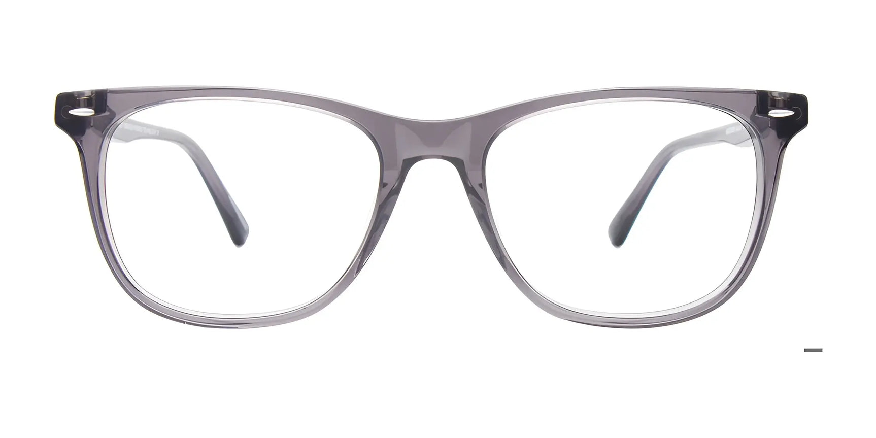 The EasyClip EC670 Eyeglasses feature clear, rectangular frames with rounded edges in transparent gray. Designed by EasyClip, these versatile glasses include clip-on sunglasses for added convenience. The EasyClip EC670 Eyeglasses feature clear, rectangular frames with rounded edges in transparent gray. Designed by EasyClip, these versatile glasses include clip-on sunglasses for added convenience.