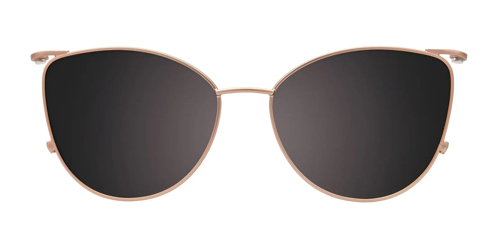 EasyClip EC673 Eyeglasses with Clip-on Sunglasses (Size 51) by EasyClip, featuring cat-eye thin gold metal frames and black lenses, shown on a white background. Clip-on design offers easy versatility. EasyClip EC673 Eyeglasses with Clip-on Sunglasses (Size 51) by EasyClip, featuring cat-eye thin gold metal frames and black lenses, shown on a white background. Clip-on design offers easy versatility.