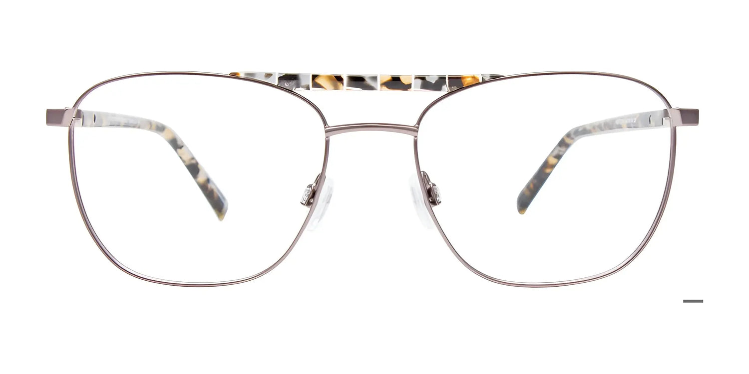 EasyClip EC674 Eyeglasses with Clip-on Sunglasses (Size 54) by EasyClip feature a silver wireframe and tortoiseshell accents on the bridge and temples. The magnetic clip-on allows for easy, convenient polarized sunglasses conversion. Shown on a white background. EasyClip EC674 Eyeglasses with Clip-on Sunglasses (Size 54) by EasyClip feature a silver wireframe and tortoiseshell accents on the bridge and temples. The magnetic clip-on allows for easy, convenient polarized sunglasses conversion. Shown on a white background.