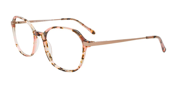 EasyClip EC676 Eyeglasses with Clip-on Sunglasses | Size 51 / Beige & Pink Tortoise/Rose Gold