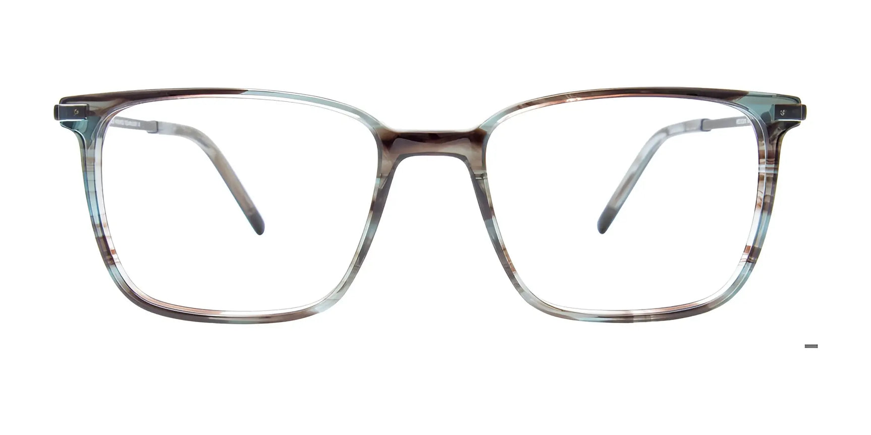 EasyClip EC678 Eyeglasses by EasyClip feature square, transparent frames with a subtle brown and gray pattern, viewed from the front. Includes a convenient clip-on sunglasses attachment for added versatility. Size 54. EasyClip EC678 Eyeglasses by EasyClip feature square, transparent frames with a subtle brown and gray pattern, viewed from the front. Includes a convenient clip-on sunglasses attachment for added versatility. Size 54.