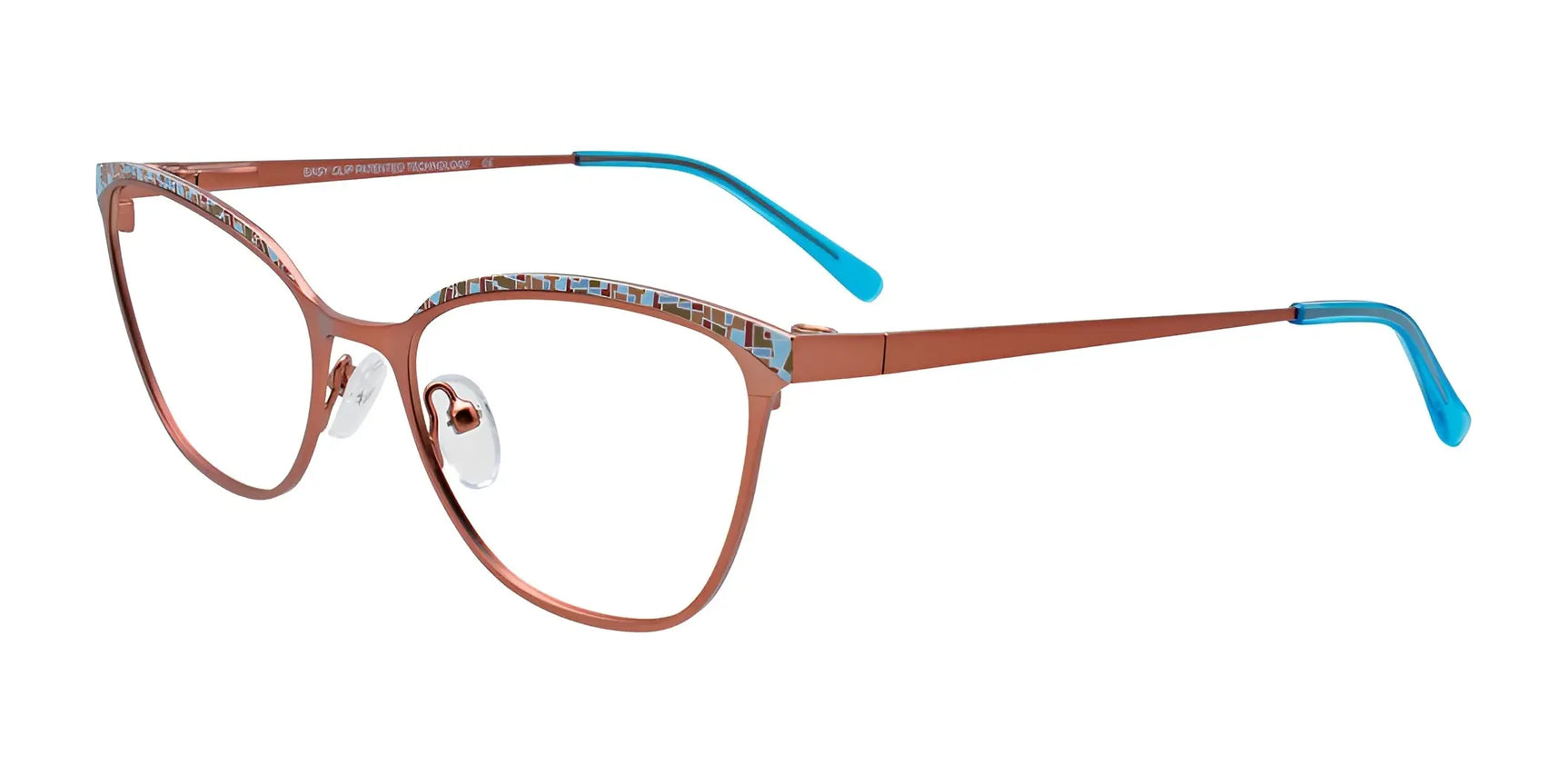 EasyClip EC681 Eyeglasses with Clip-on Sunglasses Pink Gold & Mix Patterned Browline EasyClip EC681 Eyeglasses with Clip-on Sunglasses Pink Gold & Mix Patterned Browline