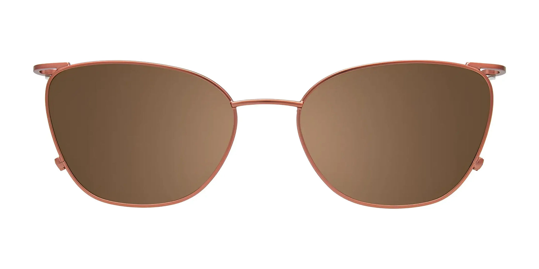 EasyClip EC681 Eyeglasses with Clip-on Sunglasses in rose gold Cat Eye shape with brown tinted lenses, shown against a white background. Compatible with polarized sunglasses clip for added versatility. Size 52. Brand: EasyClip. EasyClip EC681 Eyeglasses with Clip-on Sunglasses in rose gold Cat Eye shape with brown tinted lenses, shown against a white background. Compatible with polarized sunglasses clip for added versatility. Size 52. Brand: EasyClip.