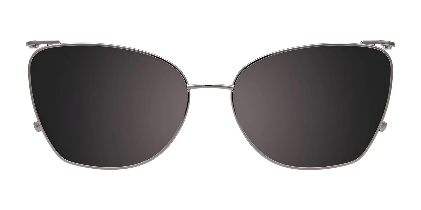 EasyClip EC682 Eyeglasses with Clip-on Sunglasses by EasyClip, size 53. Black cat-eye frames with thin silver metal front, shown on a white background. Includes a polarized sunglasses clip for added versatility. EasyClip EC682 Eyeglasses with Clip-on Sunglasses by EasyClip, size 53. Black cat-eye frames with thin silver metal front, shown on a white background. Includes a polarized sunglasses clip for added versatility.