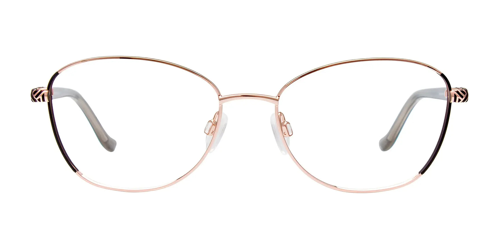 EasyClip EC684 Eyeglasses with Clip-on Sunglasses by EasyClip, size 54—gold wireframe women's oval glasses with clear lenses that easily convert to sunglasses for style and convenience; shown on a white background. EasyClip EC684 Eyeglasses with Clip-on Sunglasses by EasyClip, size 54—gold wireframe women's oval glasses with clear lenses that easily convert to sunglasses for style and convenience; shown on a white background.