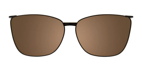 Front view of EasyClip EC686 Eyeglasses with Clip-on Sunglasses, featuring brown-tinted polarized lenses and a thin black frame, displayed against a white background. Brand: EasyClip. Size: 52. Front view of EasyClip EC686 Eyeglasses with Clip-on Sunglasses, featuring brown-tinted polarized lenses and a thin black frame, displayed against a white background. Brand: EasyClip. Size: 52.