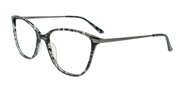 EasyClip EC689 Eyeglasses with Clip-on Sunglasses | Size 56 / Black & Crystal Mix