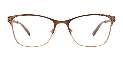 EasyClip EC704 Eyeglasses with Clip-on Sunglasses / Size 53 / Brown & Gold