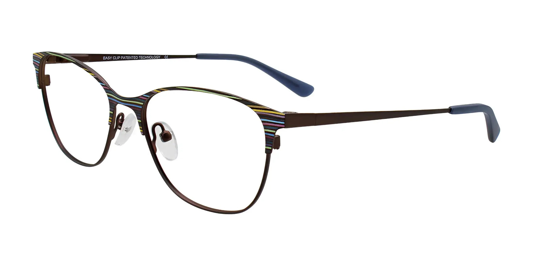 EasyClip EC710 Eyeglasses with Clip-on Sunglasses Copper & Muticolor Stripes EasyClip EC710 Eyeglasses with Clip-on Sunglasses Copper & Muticolor Stripes