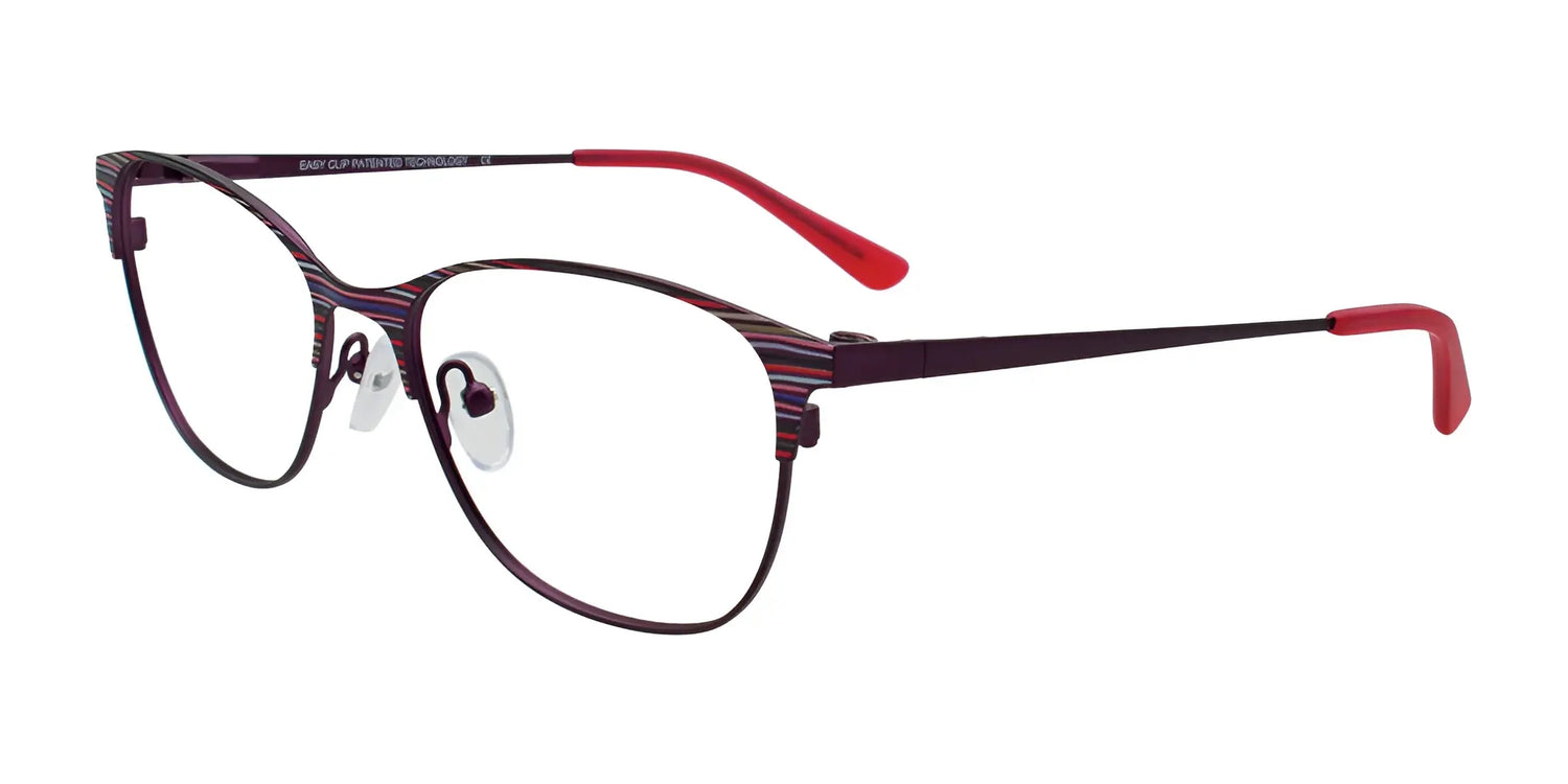 EasyClip EC710 Eyeglasses with Clip-on Sunglasses Purple & Multicolor Stripes EasyClip EC710 Eyeglasses with Clip-on Sunglasses Purple & Multicolor Stripes