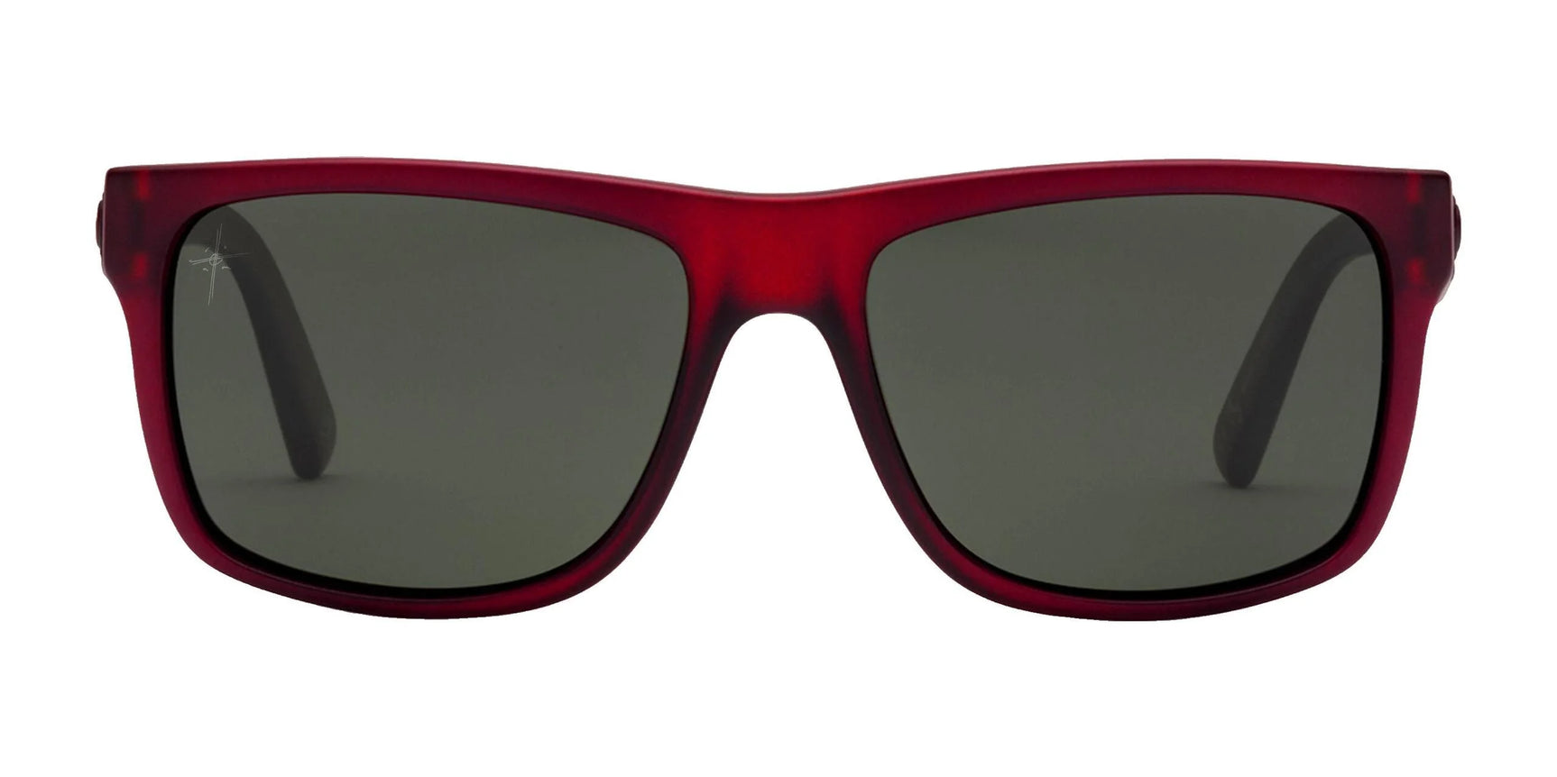 Electric's Jason Momoa Swingarm M Sunglasses, size 57, feature red frames and dark lenses for UV protection and are elegantly displayed on a plain white background. Electric's Jason Momoa Swingarm M Sunglasses, size 57, feature red frames and dark lenses for UV protection and are elegantly displayed on a plain white background.