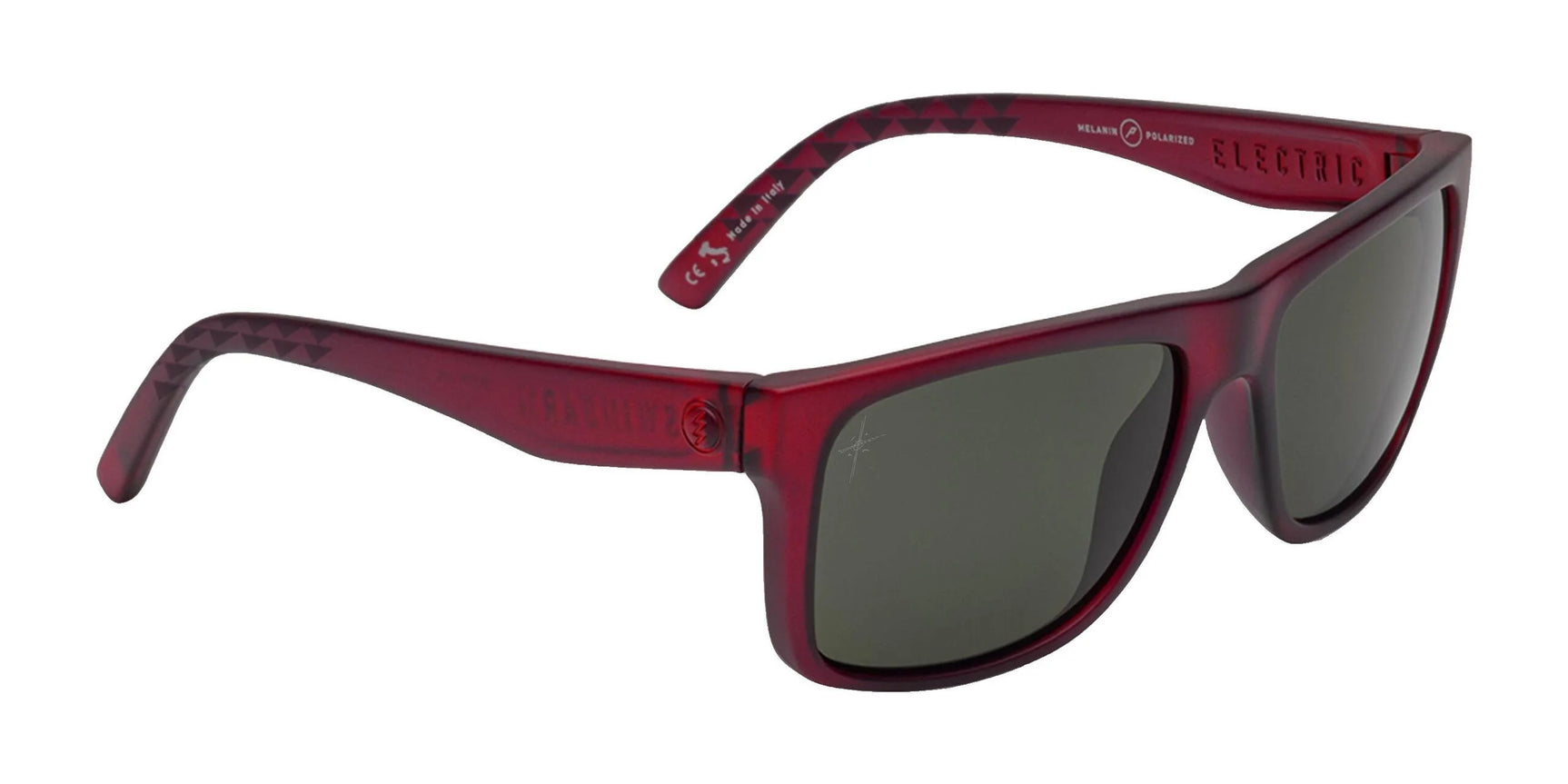 These chic Electric Jason Momoa Swingarm M sunglasses, size 57, feature stylish red rectangular frames with patterned arms and dark lenses for elegant UV protection. These chic Electric Jason Momoa Swingarm M sunglasses, size 57, feature stylish red rectangular frames with patterned arms and dark lenses for elegant UV protection.